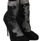Dolce & Gabbana Black Roses Stilettos Booties Socks Shoes