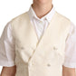 Dolce & Gabbana Beige Silk Sleeveless Waistcoat Vest