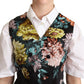 Dolce & Gabbana Black Jacquard Floral Waistcoat Vest