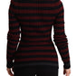 Dolce & Gabbana Black Red Striped Wool Pullover Sweater