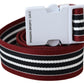 Costume National Black Red Stripe White Logo Buckle Waist Belt