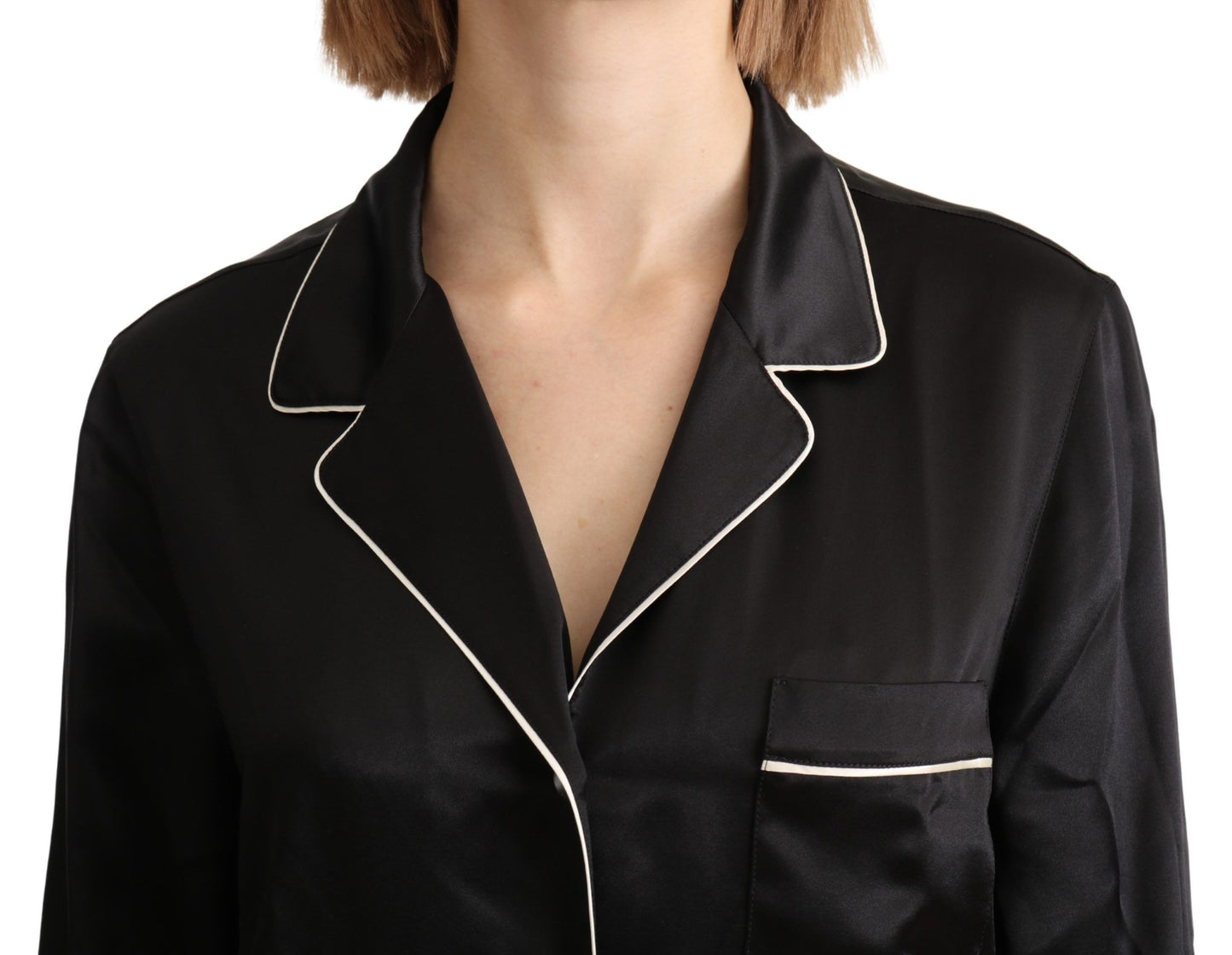 Dolce & Gabbana Black Shirt Silk Stretch Top Blouse