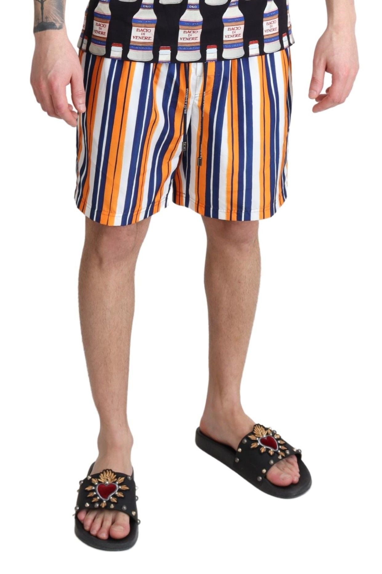 Dolce & Gabbana Multicolor Striped Beachwear Swimshorts