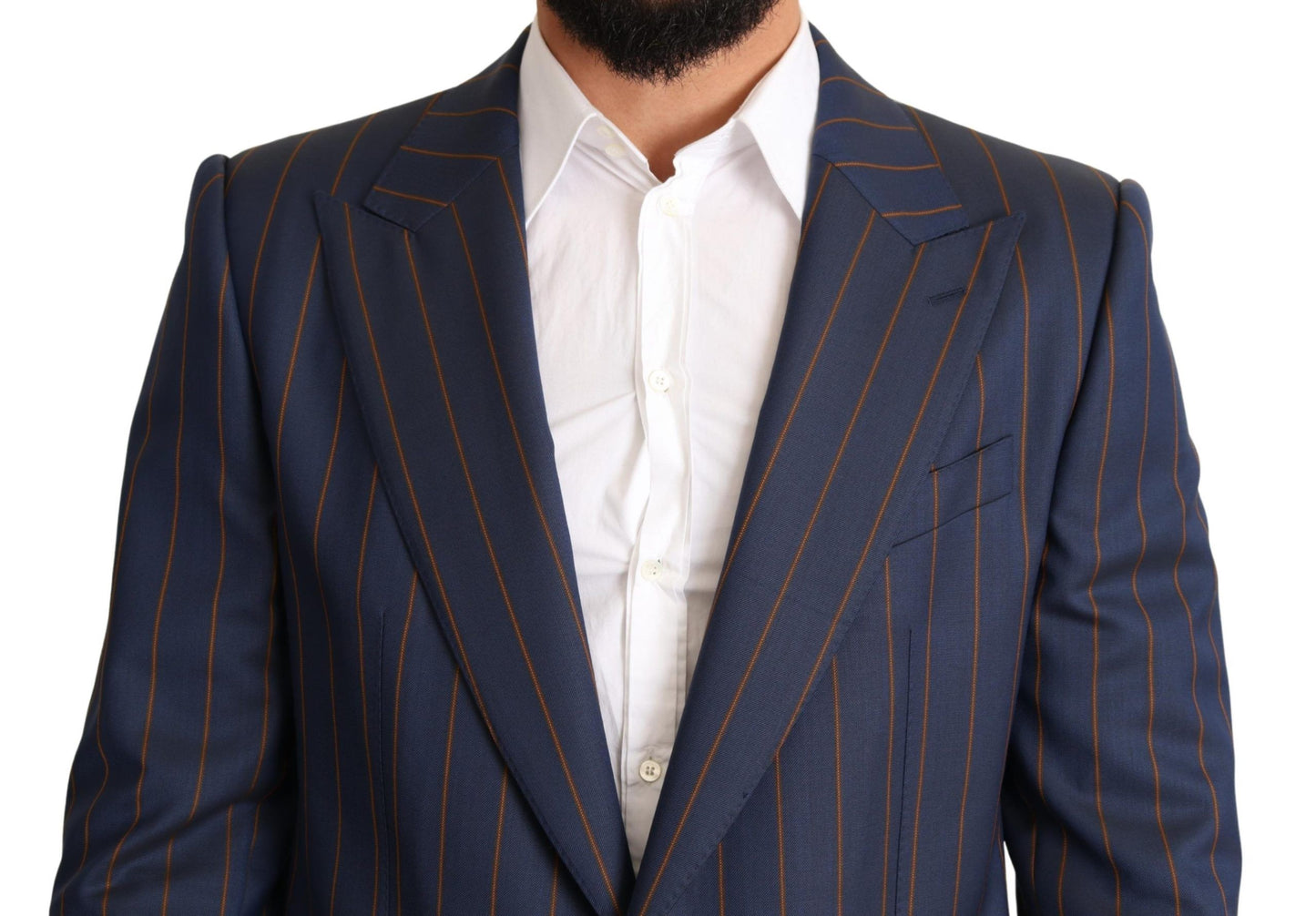 Dolce & Gabbana Elegant Slim Fit Blue Striped Wool Blazer
