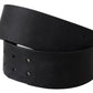 GF Ferre Elegant Solid Black Leather Belt