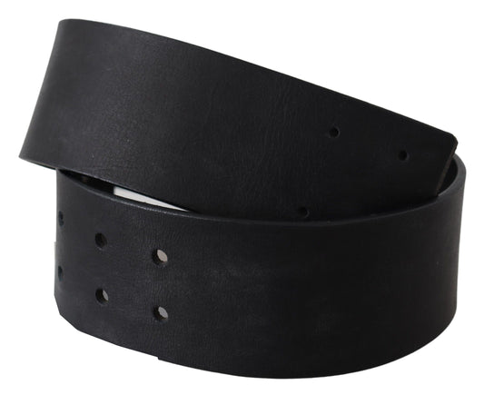 GF Ferre Elegant Solid Black Leather Belt