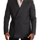 Dolce & Gabbana Gray Check Wool Slim Fit Blazer Jacket