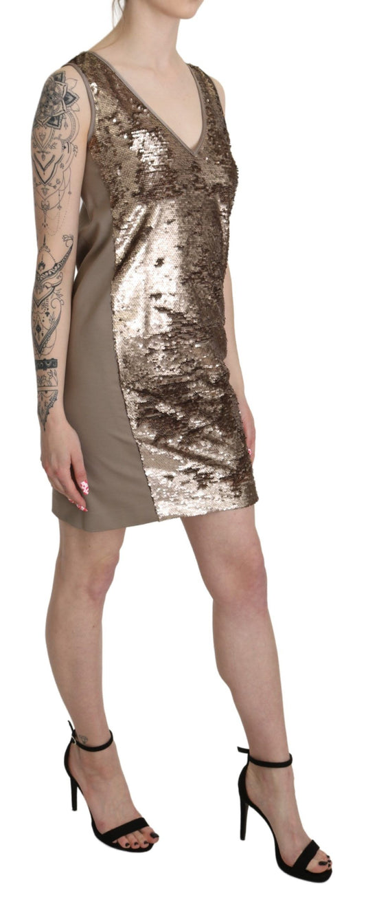 Liu Jo Glamorous V-Neck Sleeveless Sequin Mini Dress
