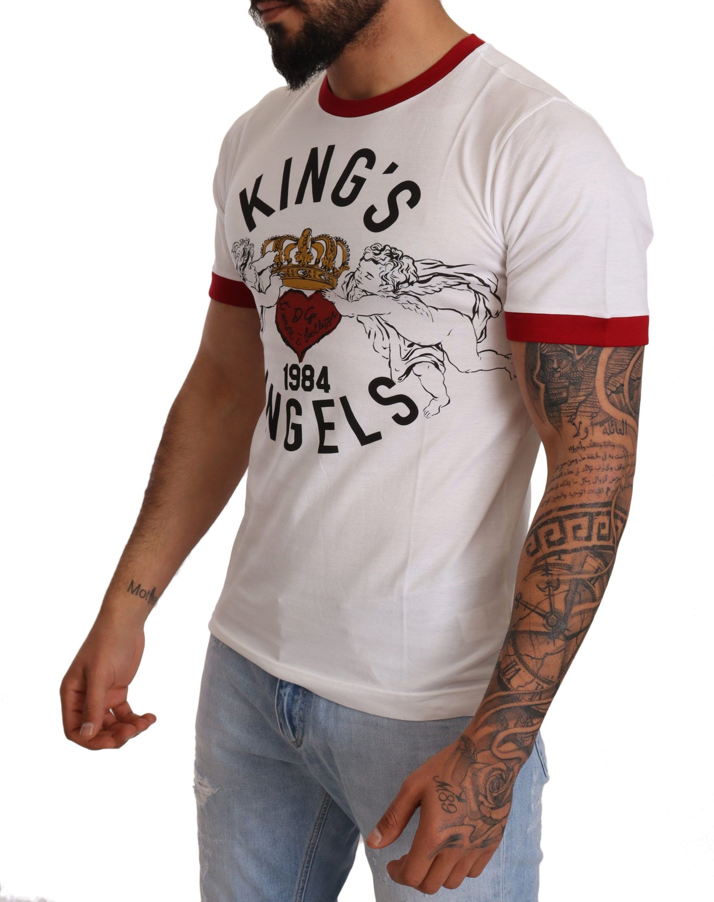 Dolce & Gabbana White Kings Angels Print Cotton T-shirt