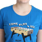 Moschino Blue Cotton Come Play 4 Us Print T-shirt