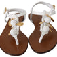 Dolce & Gabbana White Leather Coins Flip Flops Sandals Shoes