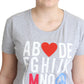 Moschino Gray Cotton Alphabet Letter Print T-shirt