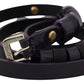 GF Ferre Chic Black Leather Belt with Chrome Silver Tone Buckle
