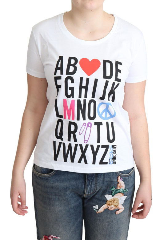 Moschino White Cotton Alphabet Letter Print Tops T-shirt