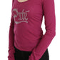 Exte Pink Exte Crystal Embellished Long Sleeve Top