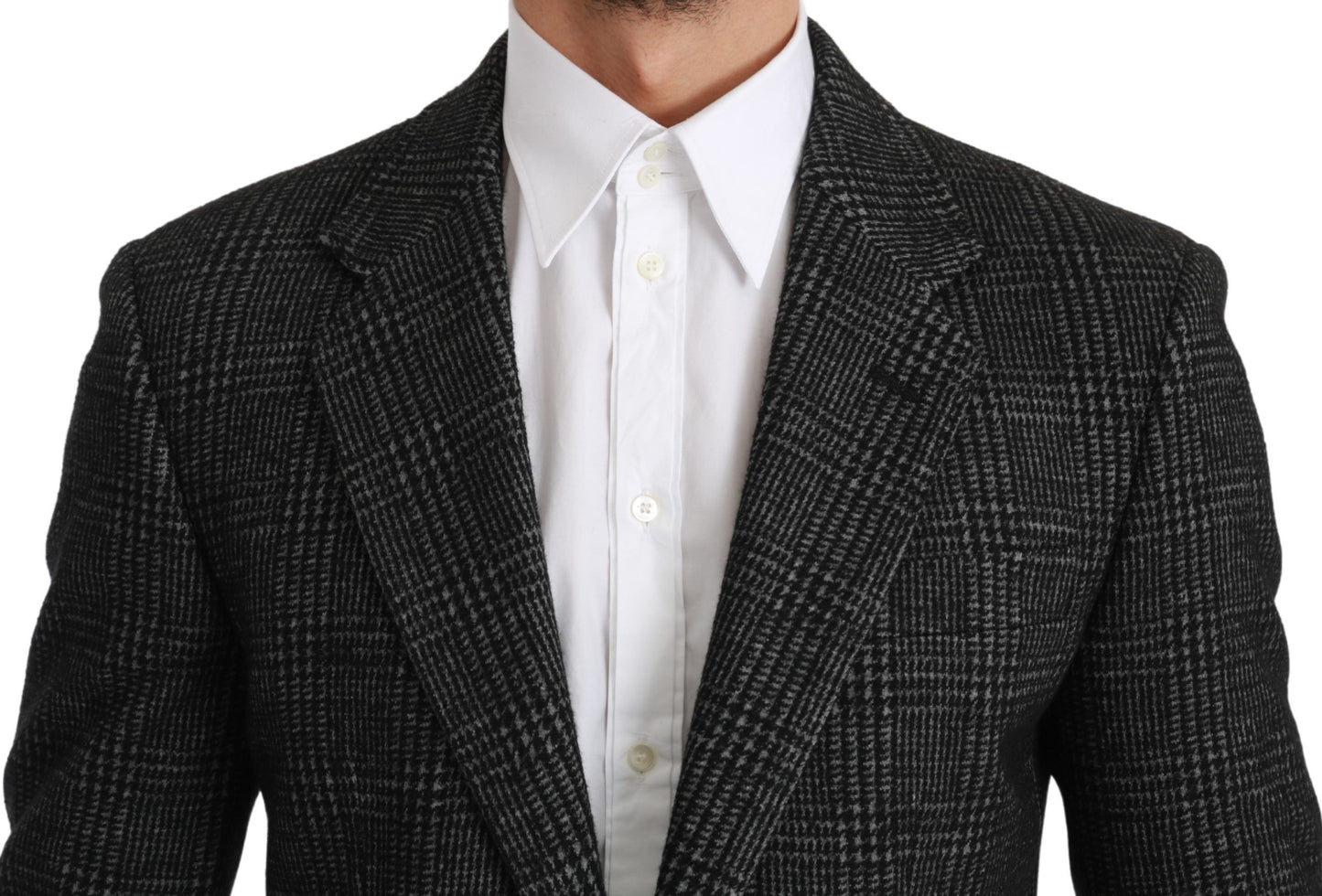 Dolce & Gabbana Elegant Gray Plaid Slim Fit Blazer