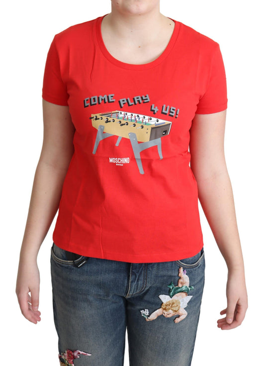 Moschino Chic Red Cotton Tee with Playful Print