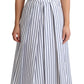Dolce & Gabbana White Blue Striped Cotton A-Line Dress