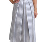 Dolce & Gabbana White Blue Striped Cotton A-Line Dress
