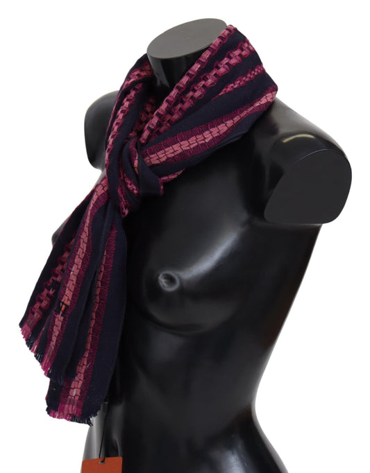 Missoni Elegant Striped Wool Scarf in Black and Pink