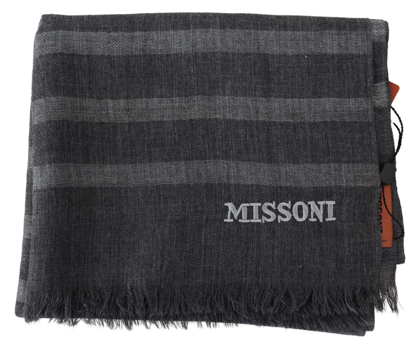 Missoni Elegant Unisex Wool Scarf with Logo Embroidery