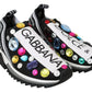 Dolce & Gabbana Black Multicolor Crystal Sneakers Shoes