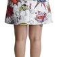 Dolce & Gabbana White Cartoon Brocade A-line High Waist Skirt