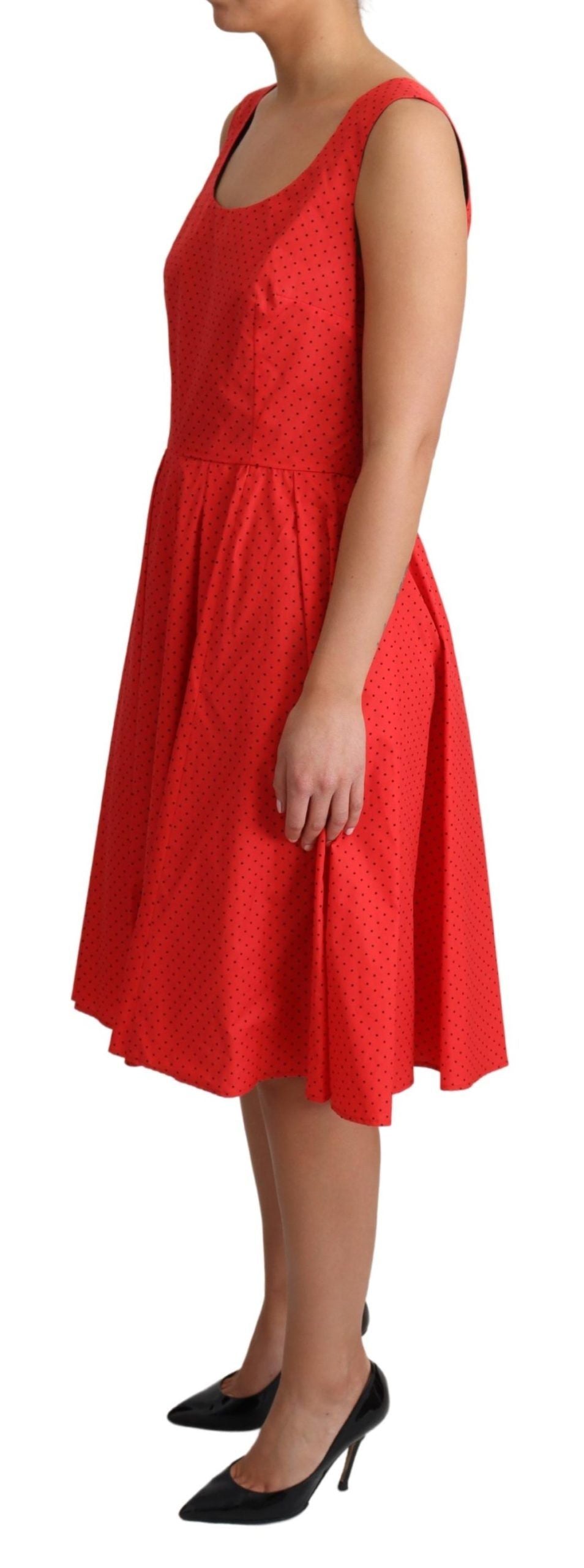 Dolce & Gabbana Red Polka Dotted Cotton A-Line  Dress