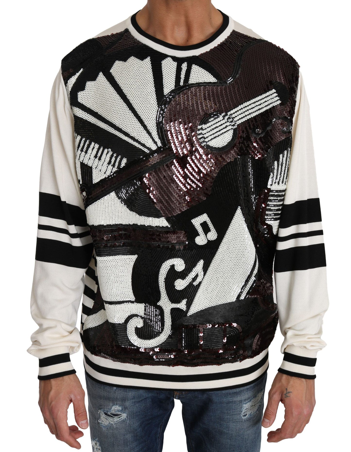 Dolce & Gabbana New York Jazz Sequined Silk Sweater