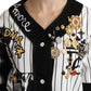 Dolce & Gabbana Elegant Striped V-Neck Charm Blouse