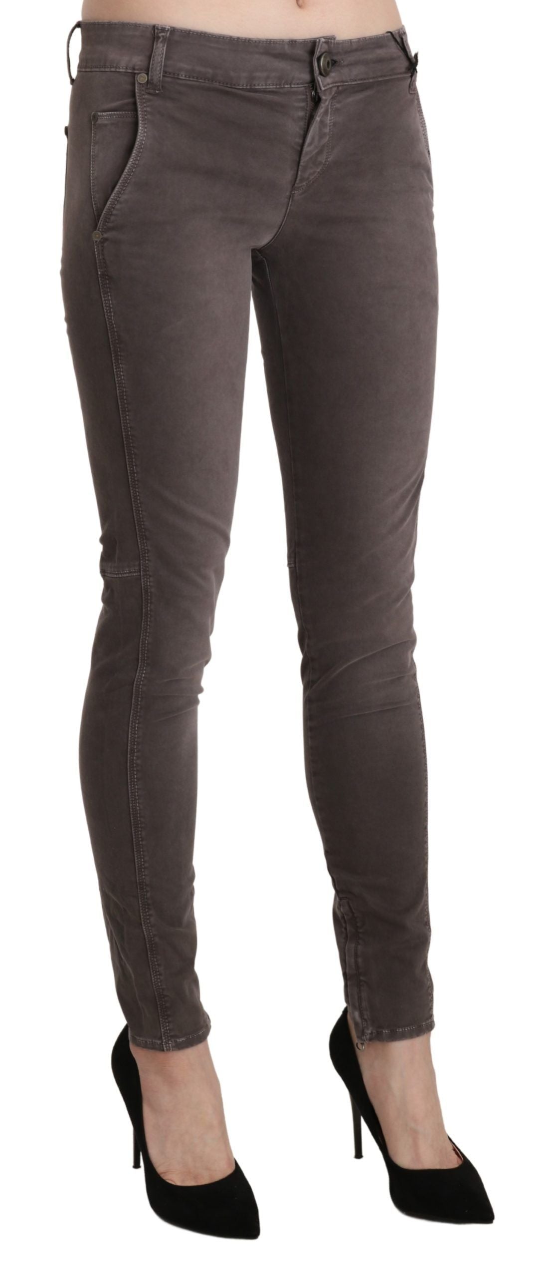 Ermanno Scervino Chic Brown Low Waist Skinny Trousers