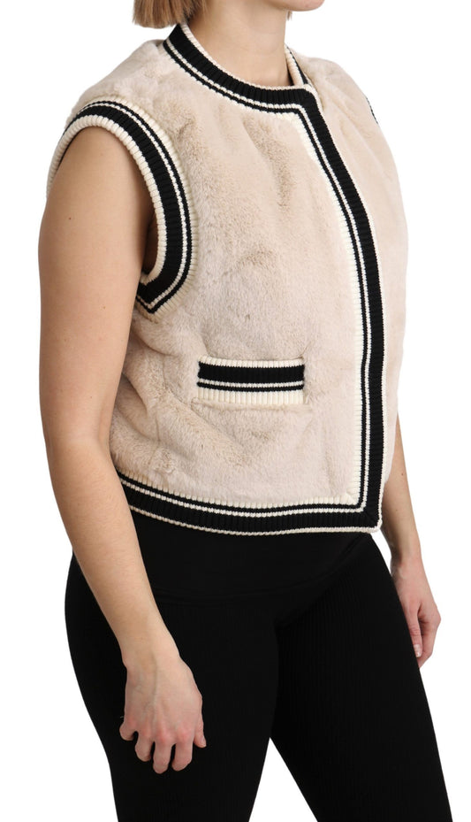 Dolce & Gabbana Elegant Sleeveless Faux Fur Vest
