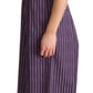 Dolce & Gabbana Purple Striped Cotton A-Line Stretch Dress