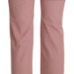 Ermanno Scervino Pink Mid Waist Straight Trouser Cotton Pants