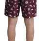 Dolce & Gabbana Maroon Hats Print Beachwear Shorts Swimwear