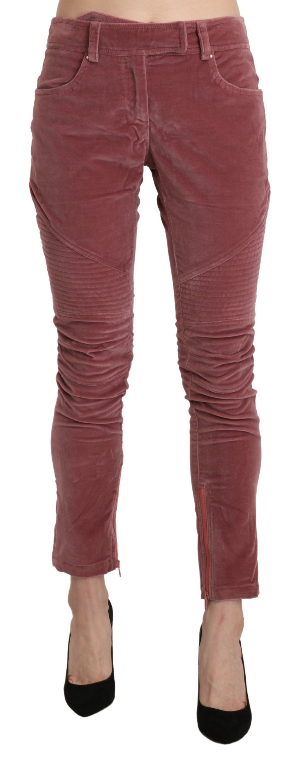 Ermanno Scervino Red Mid Waist Skinny Cotton Pants
