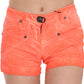 PLEIN SUD Orange Mid Waist Cotton Denim Mini Shorts