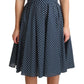 Dolce & Gabbana Blue Dotted Cotton A-Line Gown Dress