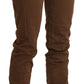 Ermanno Scervino Brown High Waist Skinny Trouser Cotton Pants
