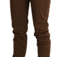 Ermanno Scervino Brown High Waist Skinny Trouser Cotton Pants