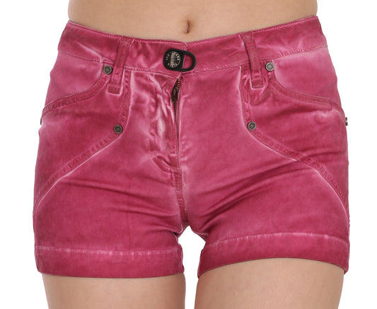 PLEIN SUD Pink Mid Waist Cotton Mini Denim Shorts
