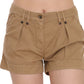 PLEIN SUD Brown Mid Waist 100% Cotton Mini Shorts