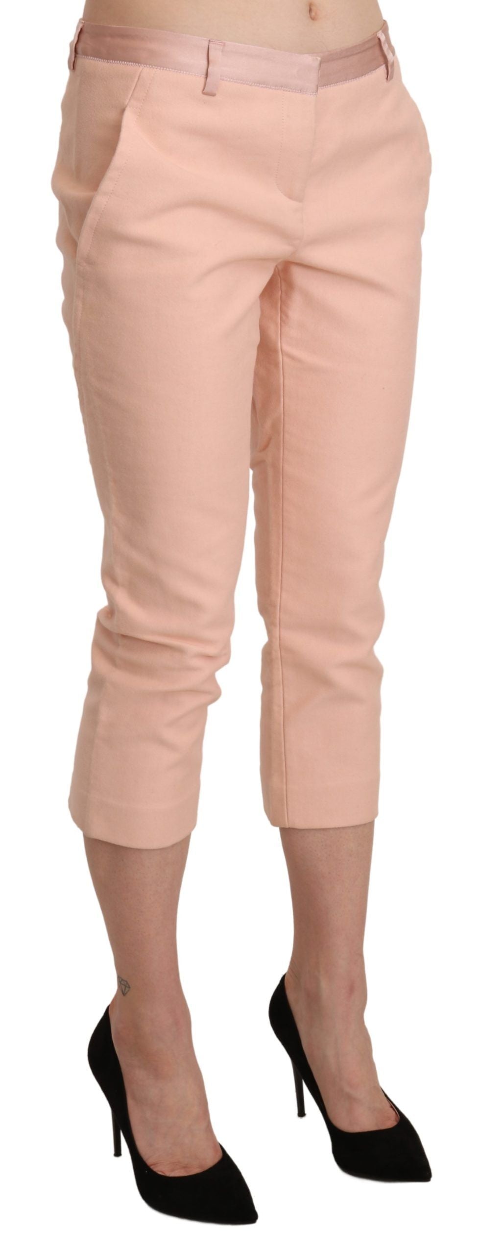 Ermanno Scervino Pink Low Waist Skinny Cropped Capri Pants