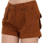 PLEIN SUD Chic Brown Mid Waist Mini Shorts