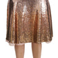 Dolce & Gabbana Gold Sequined High Waist Midi Skirt