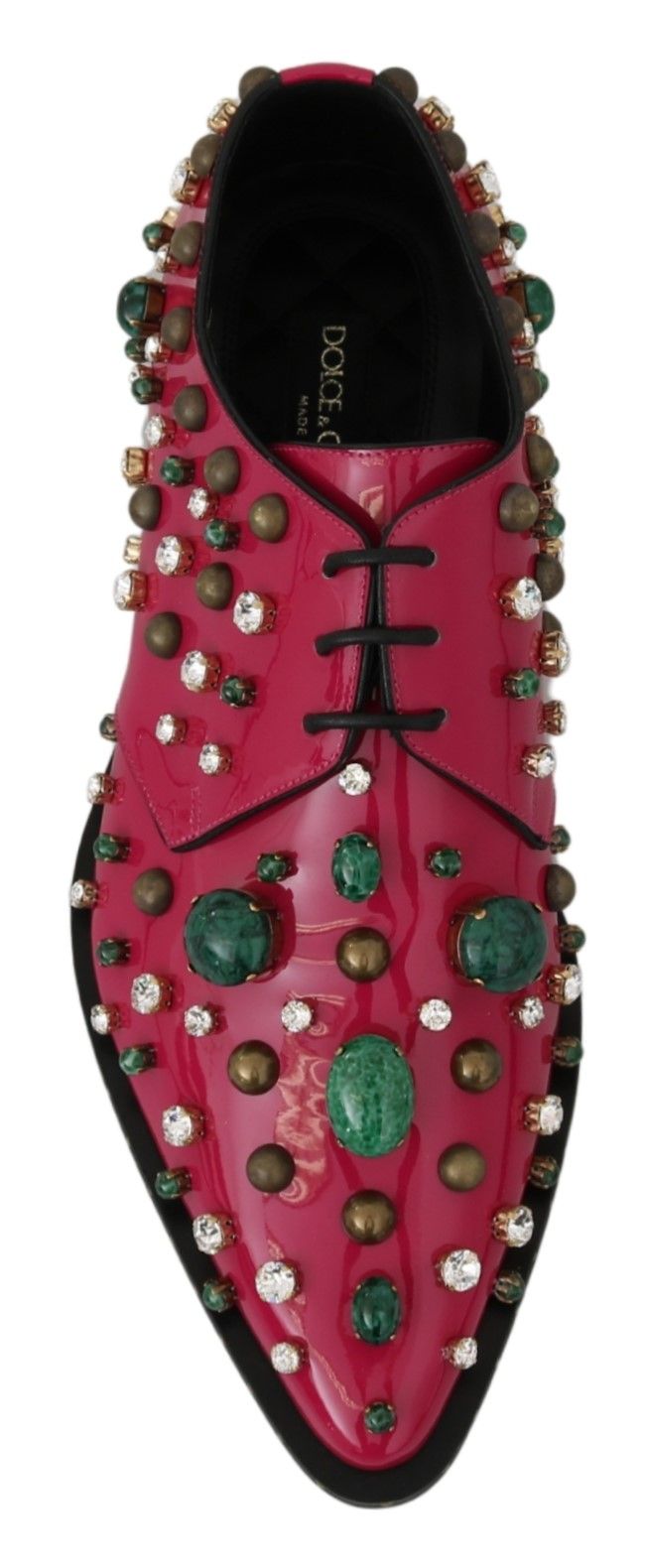 Dolce & Gabbana Pink Leather Crystals Dress Broque Shoes