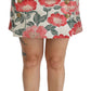 Dolce & Gabbana White Green Red Floral High Waist Mini Skirt