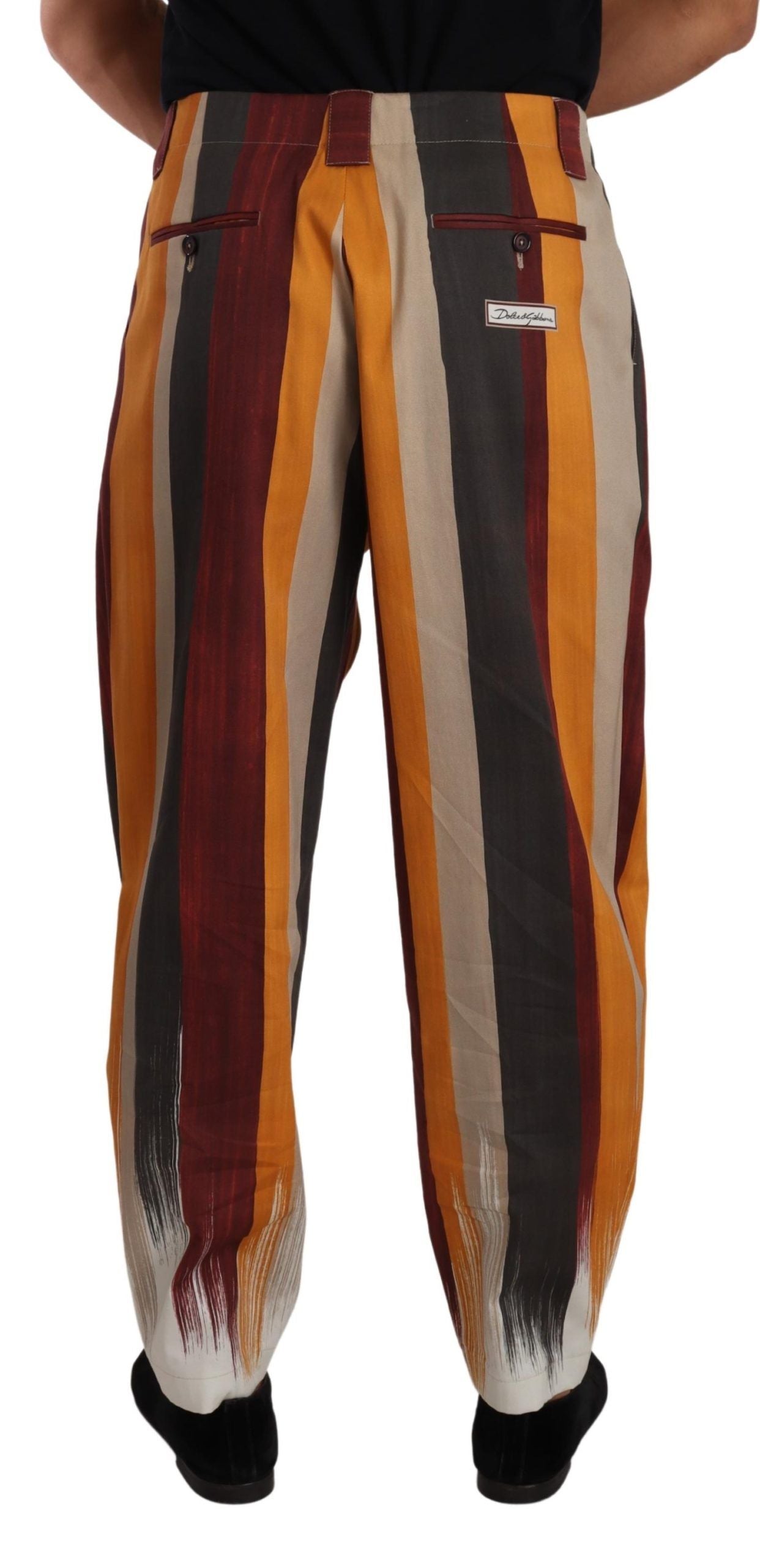 Dolce & Gabbana Multicolor Striped Cotton Tapered Trouser Pants