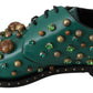 Dolce & Gabbana Green Leather Crystal Dress Broque Shoes