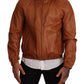 Dolce & Gabbana Brown Leather Lambskin Hooded Coat Jacket